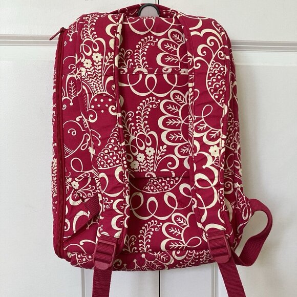 Vera Bradley Pink Quilted Backpack Twirly Birds Organizer Laptop Bag - Picture 5 of 14